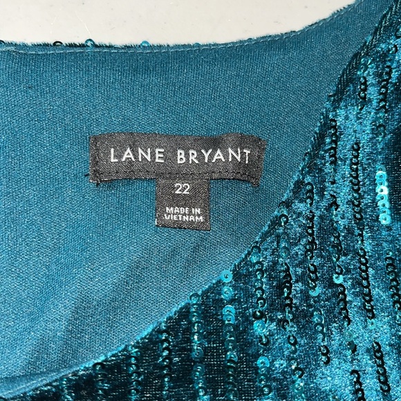 Lane Bryant Size 22 Teal Velvet - Sequin Sparkle Shift Dress - Picture 4 of 4